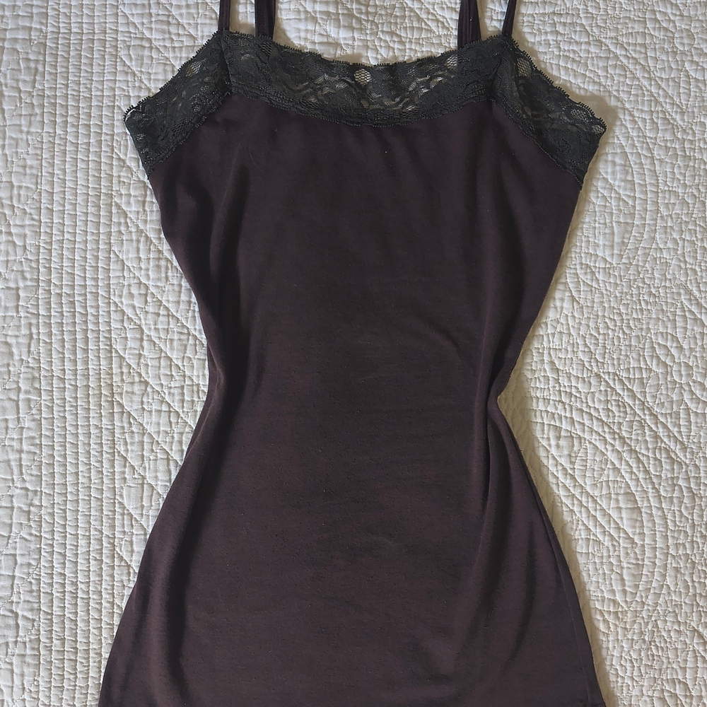 Brand Camisole in Dark Brown with Lace